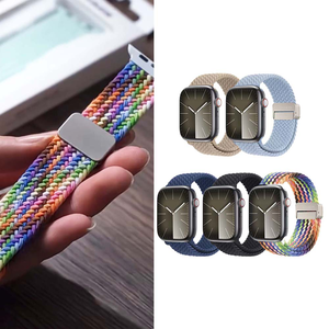 【山水之寶】DUX DUCIS Apple watch 44/45/49/S10 46/S11 46mm錶帶 彈力編織磁吸扣錶帶