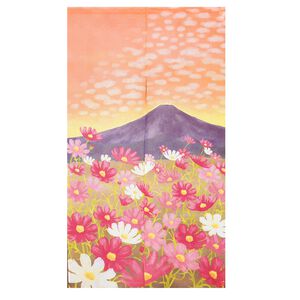 日本製【コスモ】長門簾《富士山秋天波斯菊》