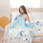BUHO "Ocean Elf" Frozen Ice Yarn 3.5-foot Single Bed Sheet Pillowcase + Bamboo Fiber Ice Yarn Quilt (Single 150x200cm) Three-piece Set, , large