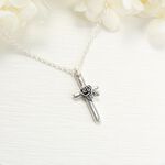 【Angel & Me】Rose Cross 925 sterling silver necklace Christmas Valentine Day gift, , large