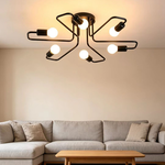 [Honey Comb]工業風半吸頂六燈客廳吸頂燈 黑色(KC2004), , large