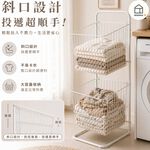 【Roomix】MIT台灣製 雙層斜口髒衣籃 奶油風洗衣籃 推車 收納籃 鐵製收納架 置物架 浴室收納 髒衣 污衣分類, , large