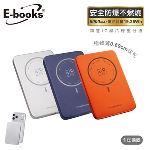[ E-books ] B145  防爆固態磁吸0.69cm行動電源-藏青色/橘色/銀色