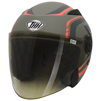 THH T-SPORT 雙層鏡片安全帽<平光灰/黑橘-XL>