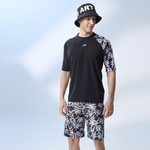 Monina Taiwan-made loose-fitting half-sleeve sun-proof functional top (suitable for both men and women) unisex style bamboo leaf black -XL, , large
