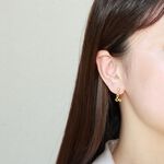 【Angel & Me】Love together & and s925 sterling silver 24k gold plated earrings, , large