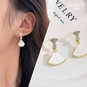 【Gulicc】古莉可 耳環 法式 優雅扇形小裙 精鑲耳環