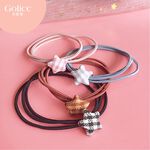 【Gulicc】古莉可 髮圈 日系簡約 格子星願 髮圈 (4入), , large