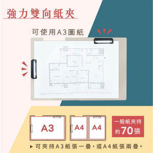 力大牌ABEL  雙夾A4輕量防水丹麥夾66250(多色)藍