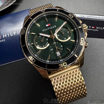 [星晴錶業]TommyHilfiger手錶,44mm,TH00054墨綠色錶面金色錶殼金色米蘭錶帶款, , large