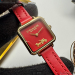 [星晴錶業]COACH手錶,34mm,CH00276紅色錶面金色錶殼紅色真皮皮革錶帶款, , large