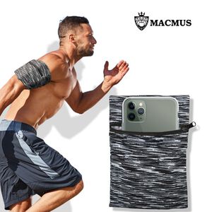 【MACMUS】彈性冰絲運動收納手臂包｜大容量手機手臂套｜吸汗手腕套｜慢跑、走路、登山、健走皆適合(裸包出貨)