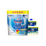 [finish 亮碟] 洗碗機量子極淨洗碗凝珠50顆x1+機體清潔劑檸檬250mlx2, , large