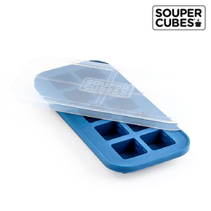 官方直營【Souper Cubes】多功能食品級矽膠保鮮盒10格_暮光藍(500ML/格)