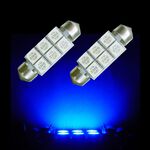 【PA LED】雙尖 36MM 酷炫 藍光 6晶 SMD LED 室內燈 化妝燈 腳踏燈 牌照燈 行李箱燈 迎賓燈, , large