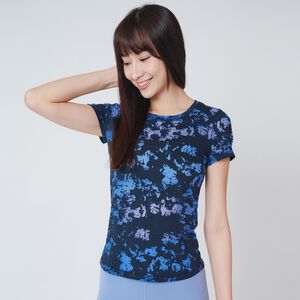 YOGA FLOW Burn Out T shirt - 極簡圓領燒花罩衫 - 湛藍 Blue Ore