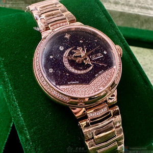 [星晴錶業]GEYA手錶,30mm,G09020LHB黑色錶面玫瑰金錶殼玫瑰金色精鋼錶帶款