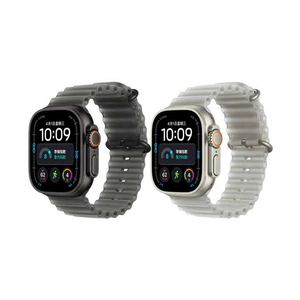 Apple Watch Ultra 4 GPS ＋ LTE 49mm 原色鈦金屬錶殼搭配半透明灰色海洋錶帶 _ 台灣公司貨 ＋ 專用 (錶貼 & 錶套)