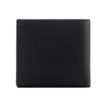 BALLY Ribbon 紅白條紋牛皮對開8卡短夾(黑色), , large