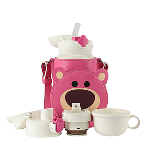 【hababy環安家居】玩具總動員 Lotso 草莓熊保溫水壺 雙蓋替換兒童水杯630ml