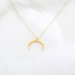 【Angel & Me】Hammered Moon s925 sterling silver 24k gold-plated necklace, , large