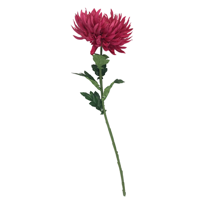 【YU Living】模擬裝飾大菊花 人造花枝-酒紅