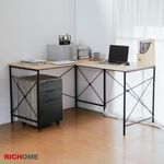 L型工作桌 工作桌 電腦桌 辦公桌 TA476, 原木色+鐵灰色, large