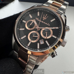 [星晴錶業]MASERATI手錶,42mm,R8853151002黑色錶面玫瑰金錶殼金銀相間精鋼錶帶款, , large