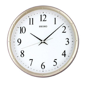 SEIKO 精工 金色邊框 恆動式秒針 靜音掛鐘-31cm