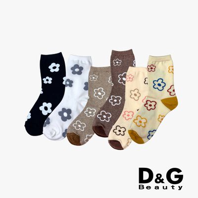 【D&G BEAUTY】(3入)花朵女襪-D596/D597/D598 短襪 中筒襪 穿搭襪