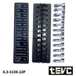 《tevc》6.3-C136-12P 歐式 保險絲座 12孔 保險絲盒+端子  插式 2進多出 適用轎車, , large