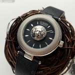 [星晴錶業]VERSUS VERSACE手錶,36mm,VV00358黑色錶面銀錶殼深黑色真皮皮革錶帶款, , large