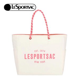 Lesportsac 大型雙面托特包 手提包 購物袋 送禮 禮物 女包 男包(奶霜白x蜜桃橘)L261-1113P-FB17