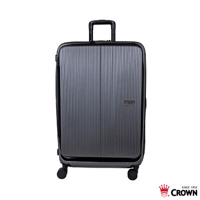 【CROWN 皇冠】C-F1910 29吋前開霧面拉鍊拉桿箱-鐵灰
