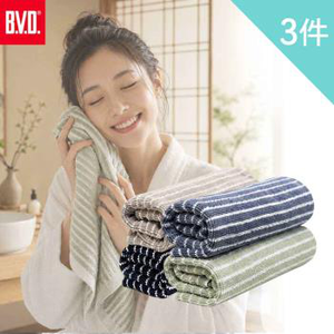 【BVD】3入組-細條紋毛巾(B05010 洗臉毛巾 居家用品 浴室用品 純棉 台灣製)