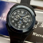 [星晴錶業]MASERATI手錶,44mm,R8851115007黑色錶面寶藍錶殼深黑色矽膠錶帶款, , large