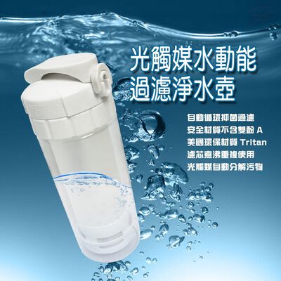 GS MALL 台灣製造 超值二入 光觸媒過濾水壺 500ml 光觸媒水壺 活性碳水壺 運動水壺 Tritan水壺 過濾水壺