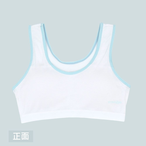 【minihope美好的親子生活】透氣網眼成長內衣(短版)-藍/白(附可拆胸墊)