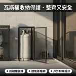 【 SHAONIANNA.TW 】🔥菱格網瓦斯桶保護架 60x45x100cm 附門鎖 瓦斯桶收納箱 鐵籠防護架 消光黑烤漆 餐廳住家 工業風戶外儲存櫃, , large