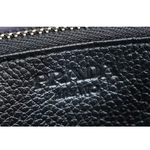 PRADA 銀色三角牌Logo 粒紋皮革ㄇ型拉鍊長夾/黑色, , large