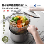 日本Arnest 逸品物創不銹鋼三合一萬用料理鍋附瀝水藍、玻璃蓋19cm, , large