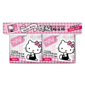 [寶富華]Hello Kitty螺旋塑軸棉花棒100支&times;6袋