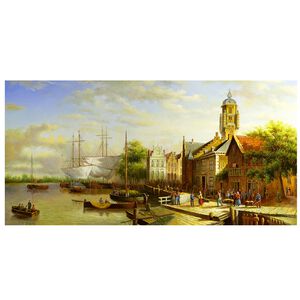 【御畫房】商貿市集 國家一級畫師手繪油畫60&times;120cm(VF-142)