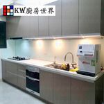 【KW廚房世界】系統廚具 廚房設計 客製化 廚櫃 工廠直營一字型流理台 石英石檯面 白鐵桶身 美耐門板 林內檯面爐, , large