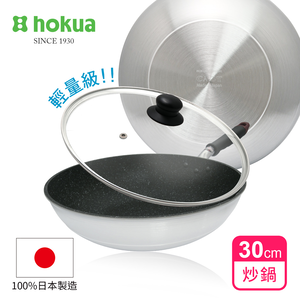 【日本北陸hokua】日本製大金流光系列不沾平炒鍋30cm(含蓋)可用金屬鏟