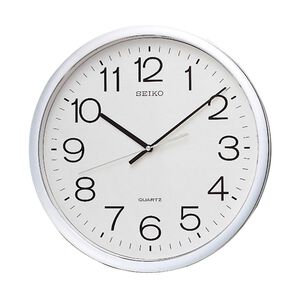 SEIKO 精工 指針式時尚掛鐘 時鐘-銀框 QXA041S