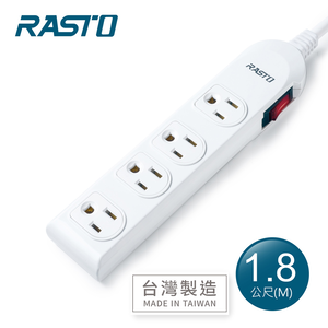 [ RASTO ] FE2 一開四插三孔延長線 1.8M-白
