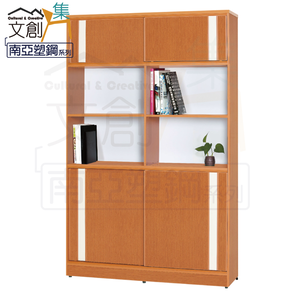 【文創集】麥可 環保3.9尺南亞塑鋼推門中空書櫃/收納櫃(客約商品)