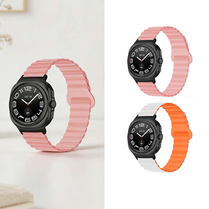 【山水之寶】三星/小米/Garmin Quick Releas快拆式錶帶替換錶帶 親膚矽膠 波浪壓紋隱藏扣回環磁吸通用錶帶 20mm
