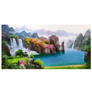 【御畫房】湖光山色 國家一級畫師手繪油畫60&times;120cm(VF-133)
